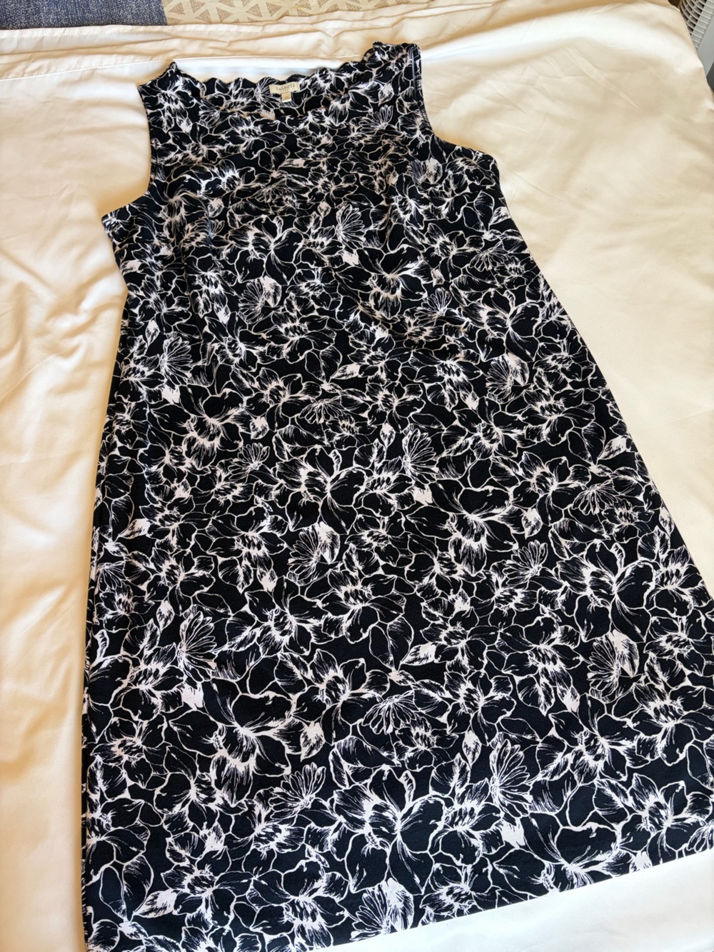 Talbots Black and White Floral Print dress.